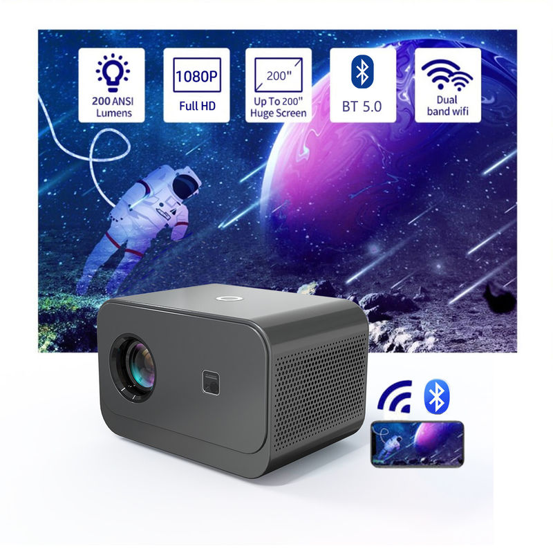 Android 9.0 Novo Produto Foco Elétrico LED+LCD HDMI Projector 200 lumens