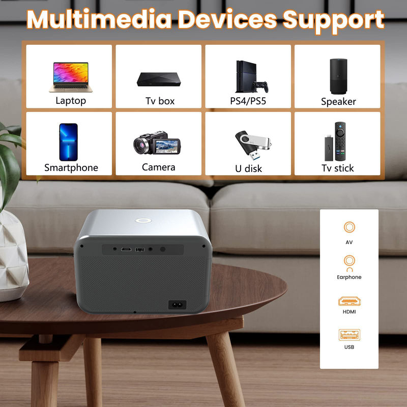 45-150 polegadas Novo Produto Foco Elétrico LED+LCD HDMI Projector 200 lumens