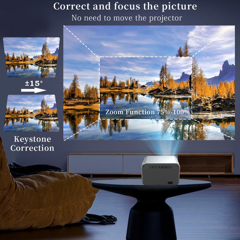 AC100-240V, 50/60Hz Android 9.0 Novo Produto Foco Elétrico LED+LCD Projector HDMI 200 lúmenes