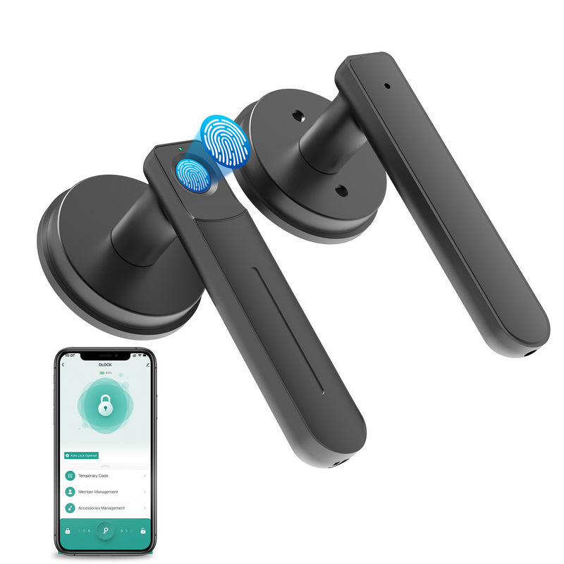 Função do aplicativo, fechadura de porta de impressão digital inteligente, fechadura de porta sem chave com alça, fechadura de porta de quarto para quarto / escritório