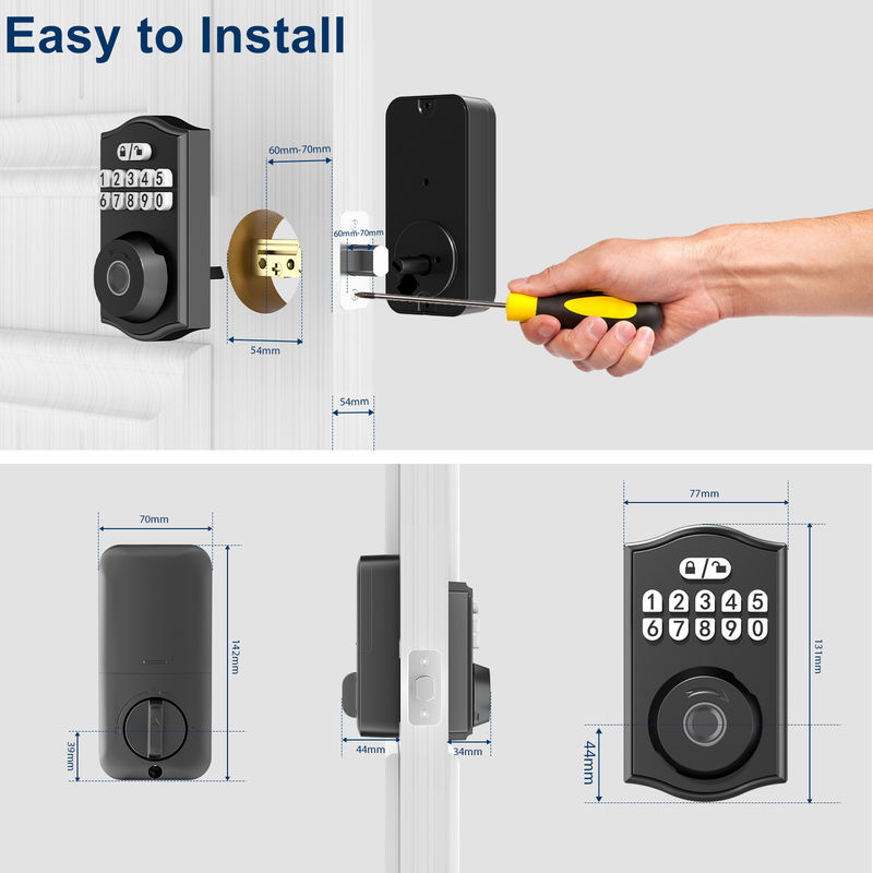 Fechadura de porta inteligente, fechadura de porta de entrada sem chave, fechadura de porta de impressão digital fechadura de teclado fechado com 2 chaves, fechaduras inteligentes para porta da frente