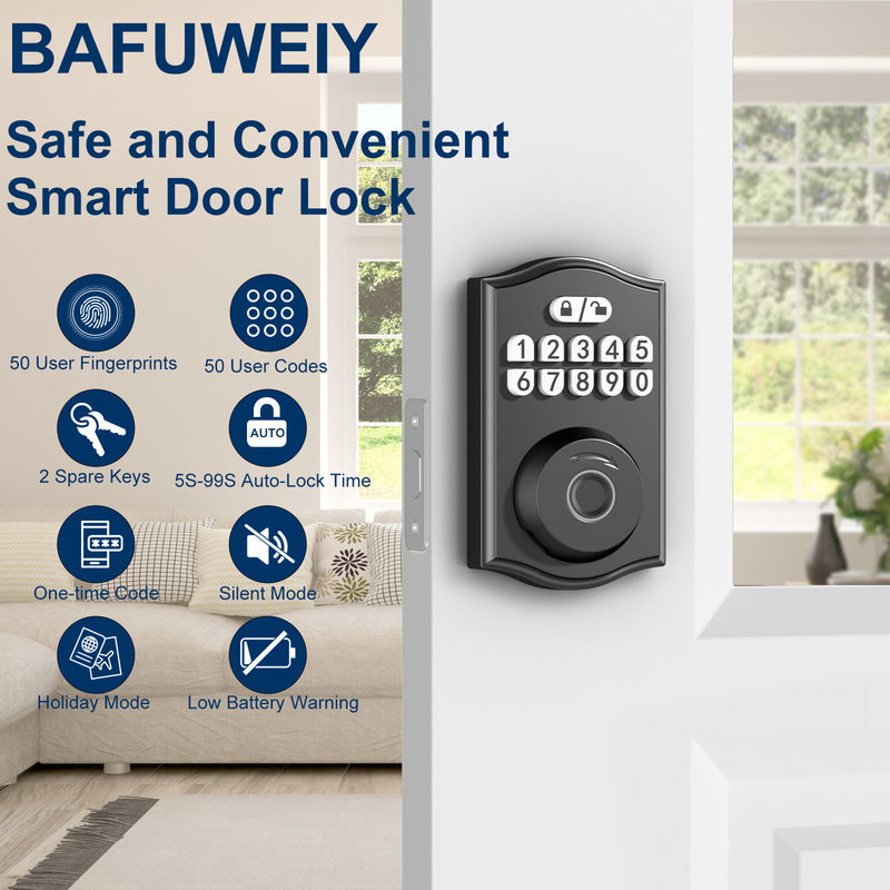 Fechadura de porta inteligente, fechadura de porta de entrada sem chave, fechadura de porta de impressão digital fechadura de teclado fechado com 2 chaves, fechaduras inteligentes para porta da frente