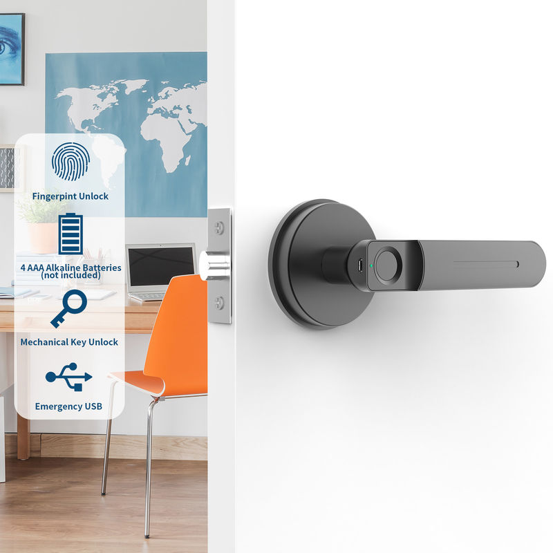 Fechadura de porta de quarto sem chave, função Smart App, fechadura de porta de impressão digital, para quarto / escritório