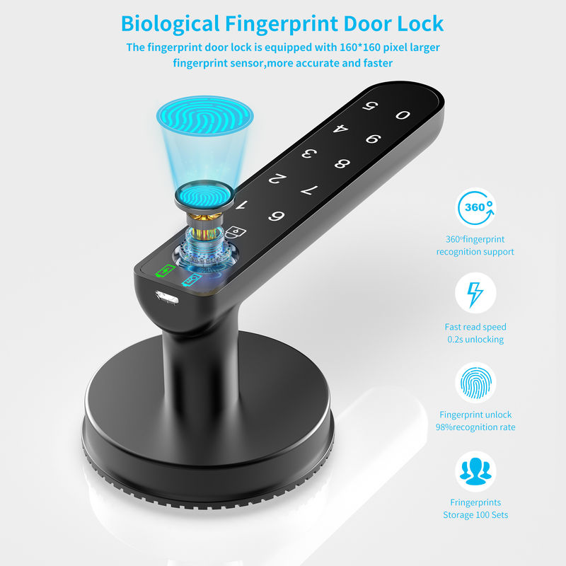 Passwords inteligentes, fechadura de porta de impressão digital C02 com teclados, botão da porta de impressão digital fechadura de porta de entrada sem chave para casa / escritório