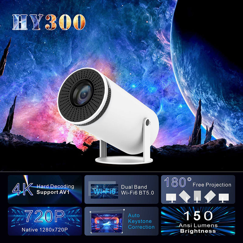 Projector LCD portátil HY300 com 1280*720P Resolução Nativa 2.4G/5G/BT4.1