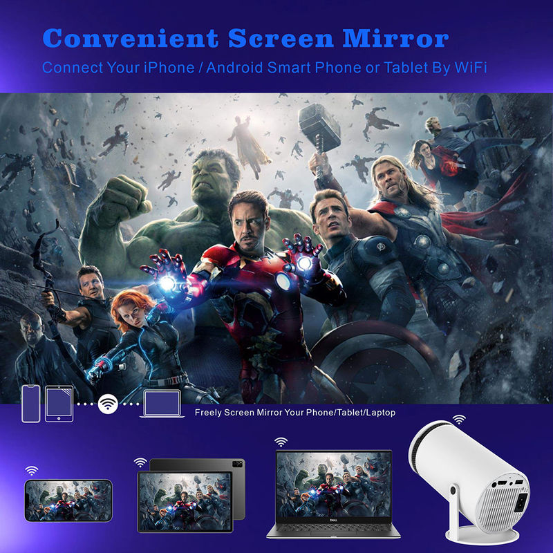 Android 11.0 Home Theater Projector HY300 Multimédia Propósito 150 ANSI Lumens 60W HDMI