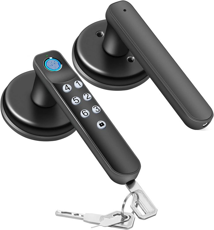 Bloqueio de porta inteligente Foxgard T01 Entrada sem chave, liga de zinco, impressão digital e controle de aplicativos, para segurança em casa e escritório